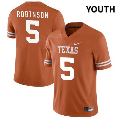 Texas Longhorns Youth #5 Bijan Robinson Authentic Orange NIL 2022 College Football Jersey ORK75P5K